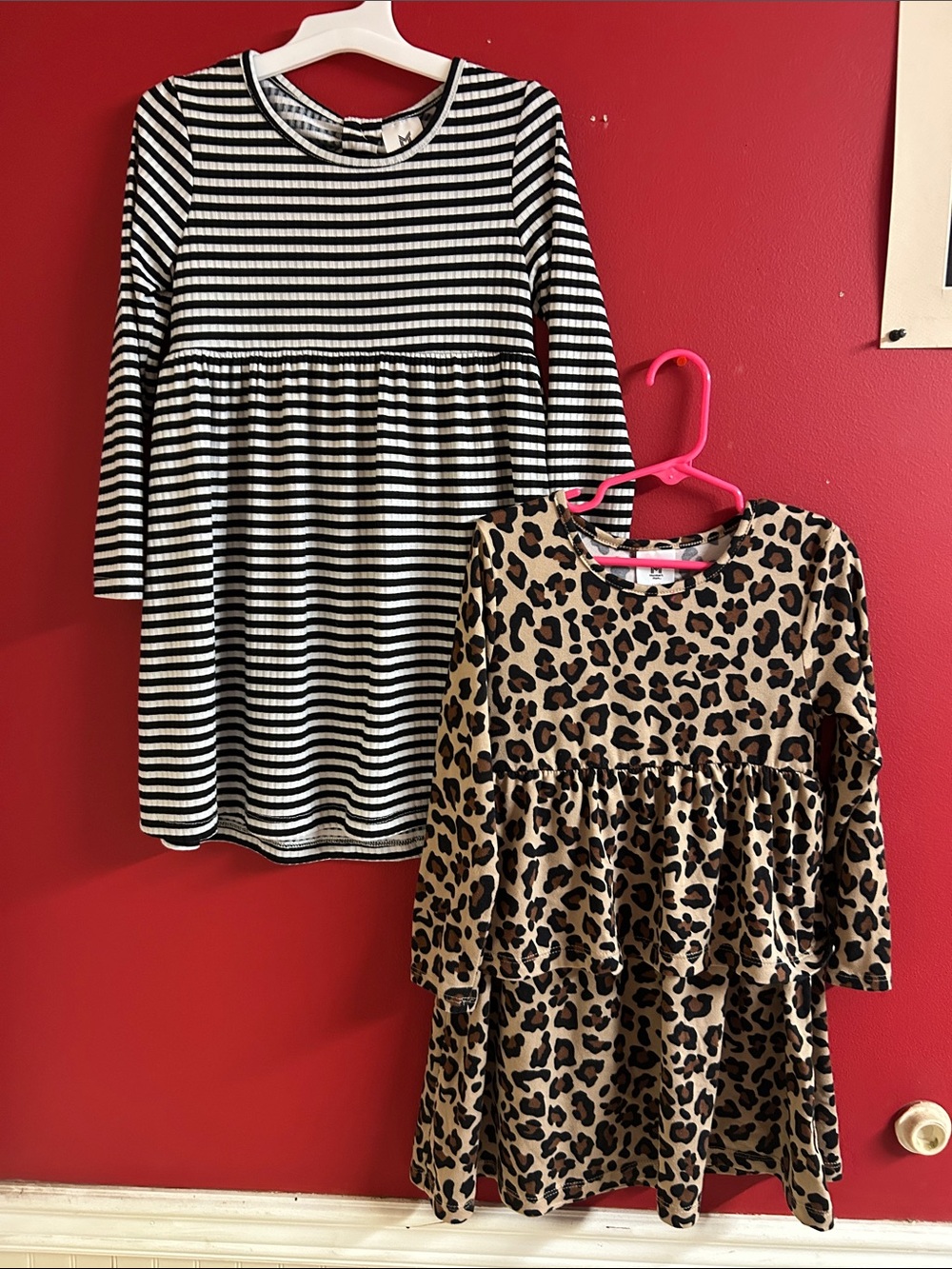 Girls' Black & White Striped Long Sleeve Dress printed dress sz 4/5 members-mark